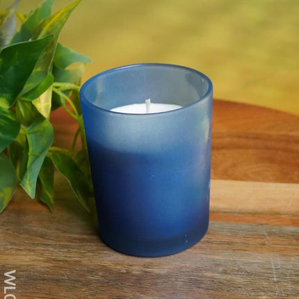 Glossy Glass With Scented Soy Wax Candle - Wl0499 Blue Candles And Votives