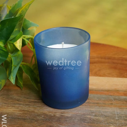 Glossy Glass With Scented Soy Wax Candle - Wl0499 Blue Candles And Votives