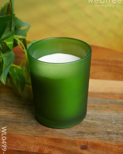 Glossy Glass With Scented Soy Wax Candle - Wl0499 Green Candles And Votives