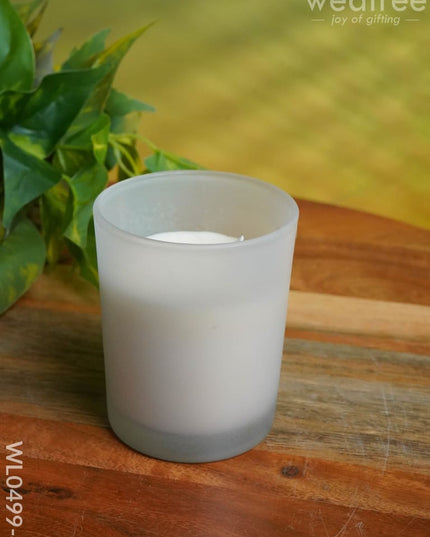 Glossy Glass With Scented Soy Wax Candle - Wl0499 White Candles And Votives