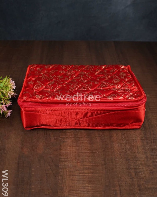 Gold Design Printed Jewel Pouch (10X7) - Wl3093 Red Organizers