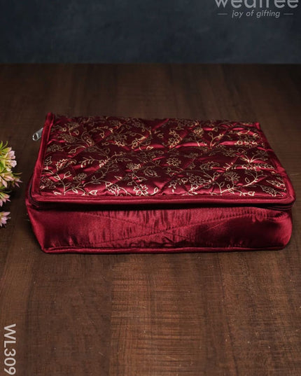 Gold Design Printed Jewel Pouch (10X7) - Wl3093 Maroon Organizers