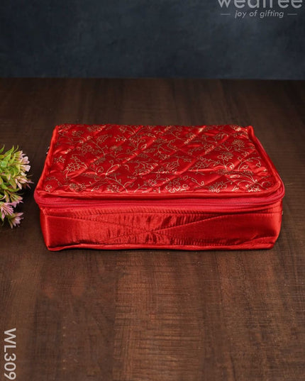Gold Design Printed Jewel Pouch (10X7) - Wl3093 Red Organizers