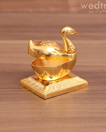 Gold Duck Kumkum Holder With Stand - W3696 Kum Holders