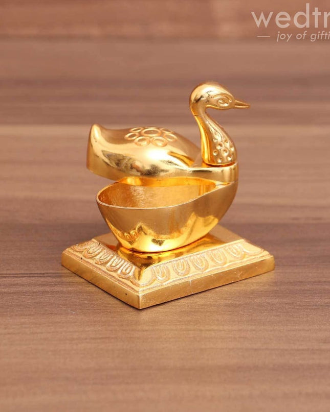Gold Duck Kumkum Holder With Stand - W3696 Kum Holders