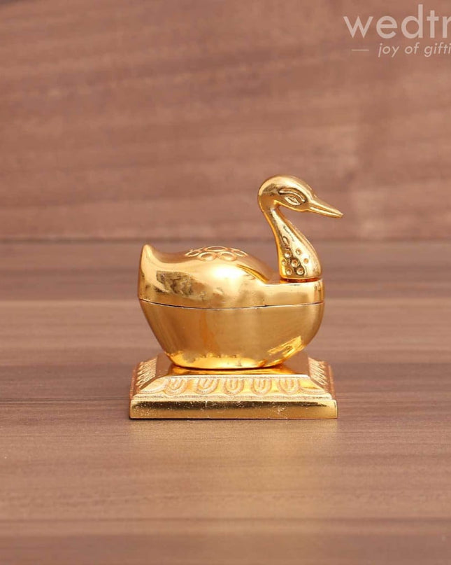 Gold Duck Kumkum Holder With Stand - W3696 Kum Holders