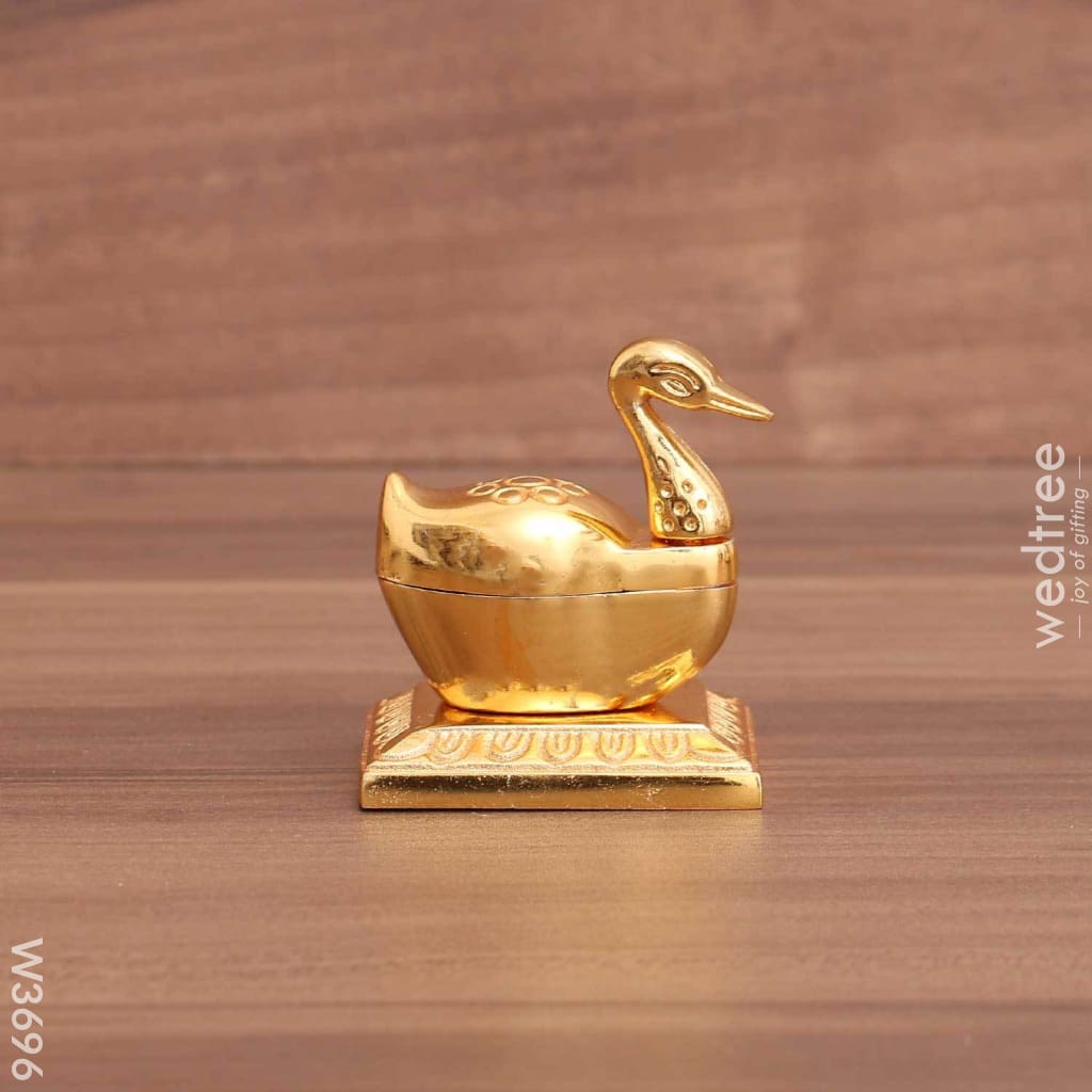 Gold Duck Kumkum Holder With Stand - W3696 Kum Holders