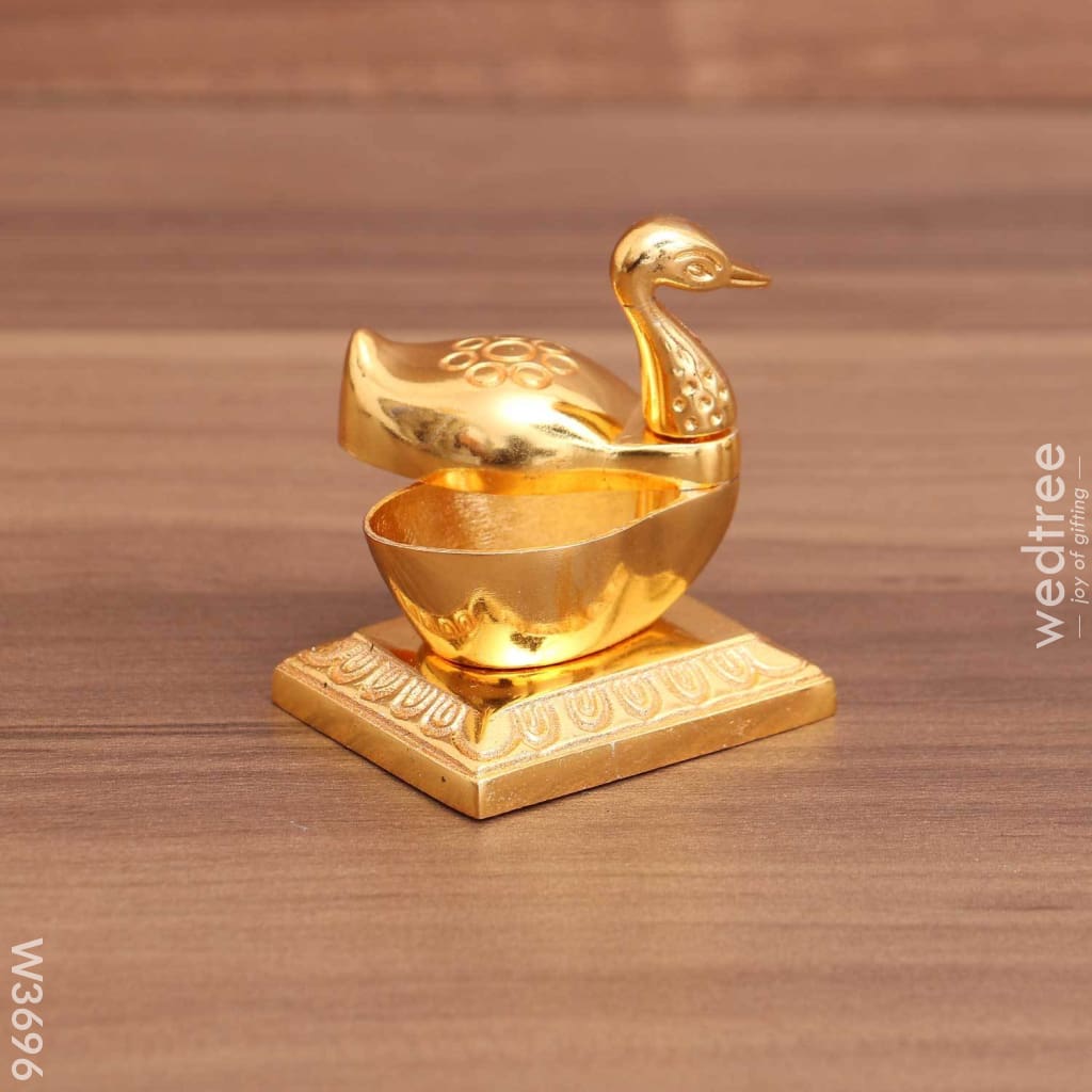 Gold Duck Kumkum Holder With Stand - W3696 Kum Holders