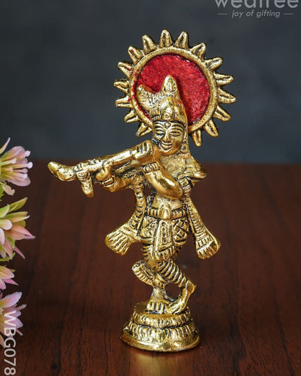 White Metal Gold Finish Krishna - Wbg0789 Divine Figurines