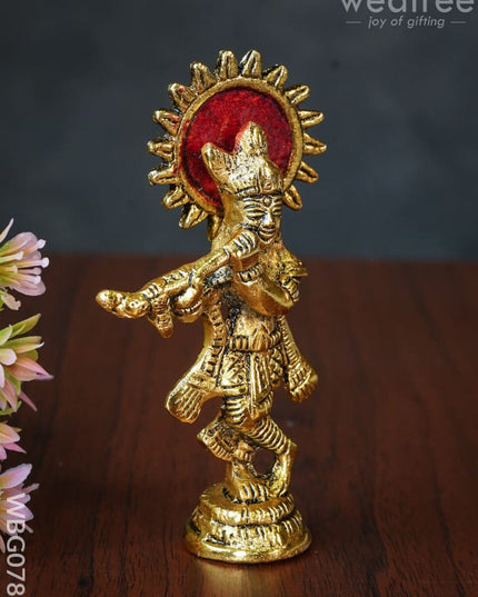 White Metal Gold Finish Krishna - Wbg0789 Divine Figurines