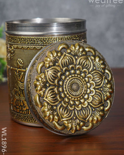 Gold Oxidised Dabba - Wl1896-2 Containers