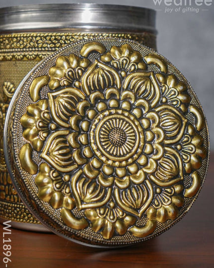 Gold Oxidised Dabba - Wl1896-2 Containers