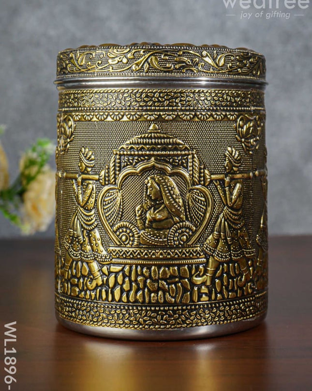Gold Oxidised Dabba - Wl1896-2 Containers