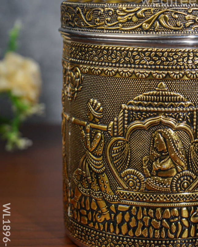 Gold Oxidised Dabba - Wl1896-2 Containers