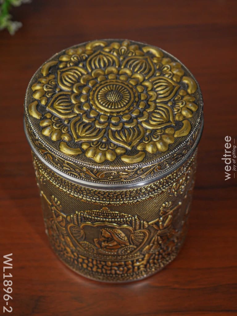 Gold Oxidised Dabba - Wl1896-2 Containers