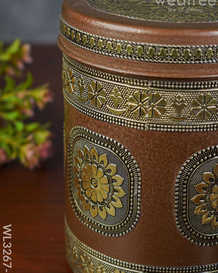 Gold Oxidized Dabba - 7 Inch Wl3267-1 Meenakari Containers
