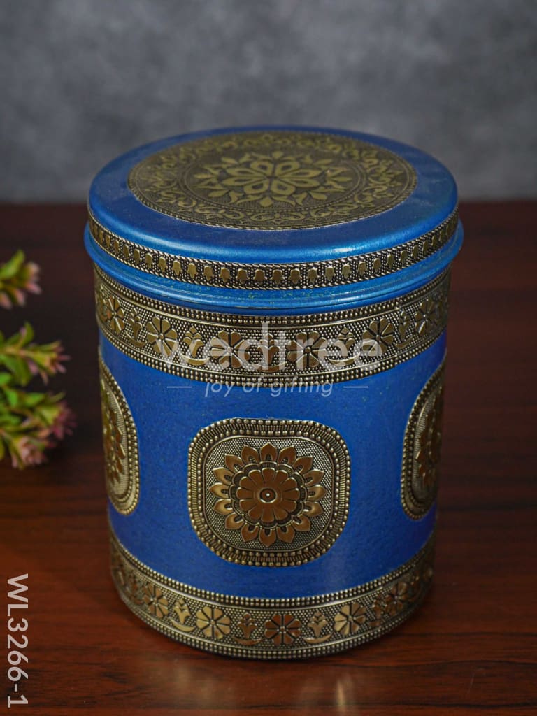 Gold Oxidized Dabba - Wl3266-1 Meenakari Containers