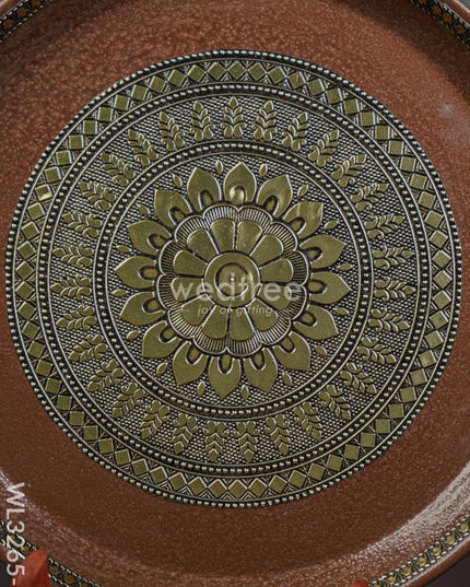 Gold Oxidized Round Plate - Wl3265-3 Meenakari Trays & Plates