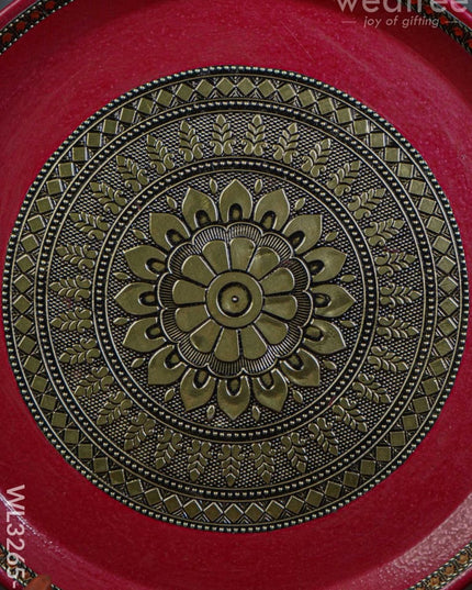 Gold Oxidized Round Plate - Wl3265-2 Meenakari Trays & Plates