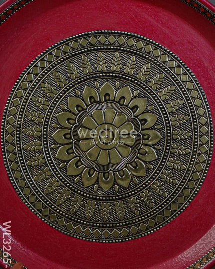 Gold Oxidized Round Plate - Wl3265-2 Meenakari Trays & Plates
