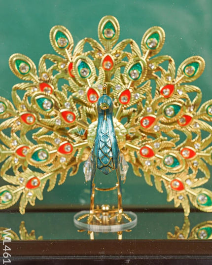 Gold Peacock Enamel In Acrylic Cabinet - Wl4614 Plated