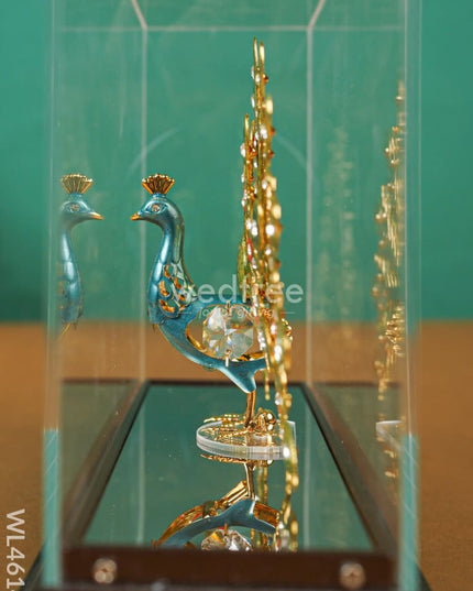 Gold Peacock Enamel In Acrylic Cabinet - Wl4614 Plated