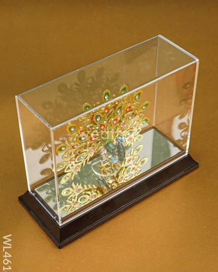 Gold Peacock Enamel In Acrylic Cabinet - Wl4614 Plated