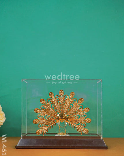 Gold Peacock Enamel In Acrylic Cabinet - Wl4614 Plated