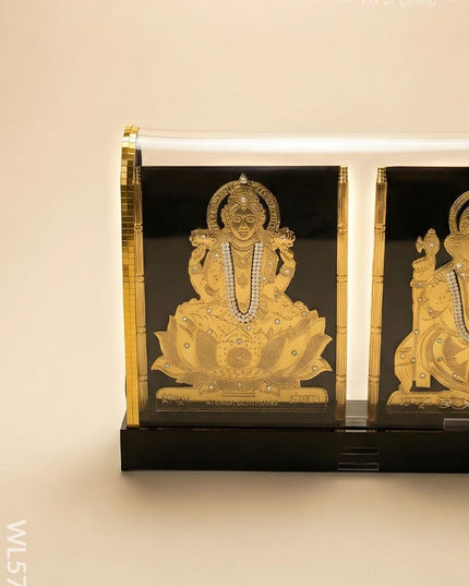 Gold Plated - Ganesha Lakshmi with Arcylic Cabinet - WL5718 - Showpieces
