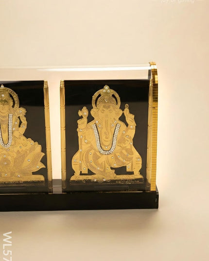 Gold Plated - Ganesha Lakshmi with Arcylic Cabinet - WL5718 - Showpieces
