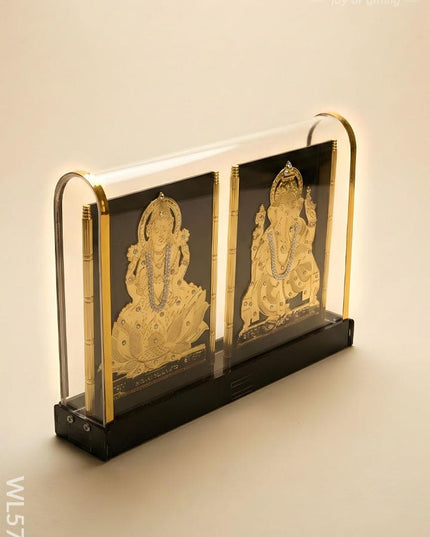 Gold Plated - Ganesha Lakshmi with Arcylic Cabinet - WL5718 - Showpieces