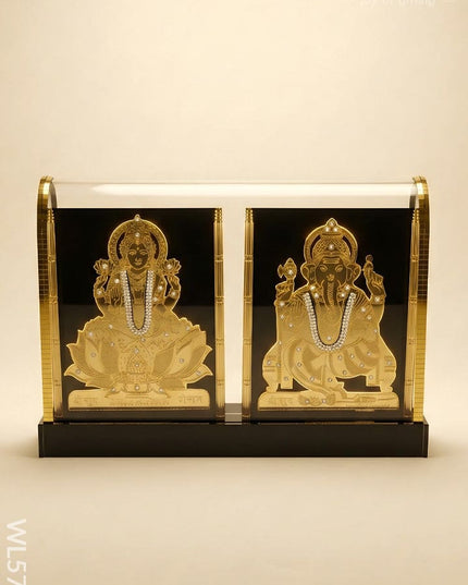 Gold Plated - Ganesha Lakshmi with Arcylic Cabinet - WL5718 - Showpieces
