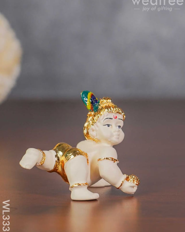 Resin Gold Plated Laddu Gopal - Wl3332 Dolls