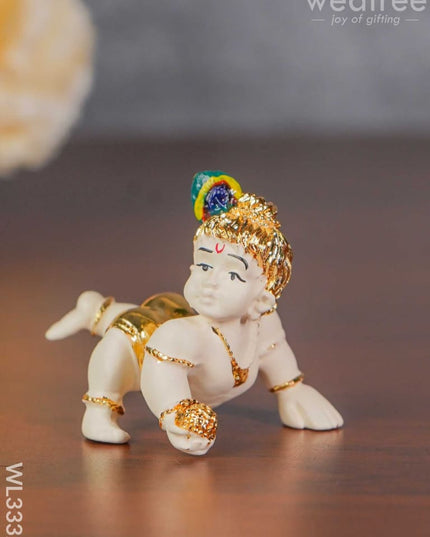 Resin Gold Plated Laddu Gopal - Wl3332 Dolls