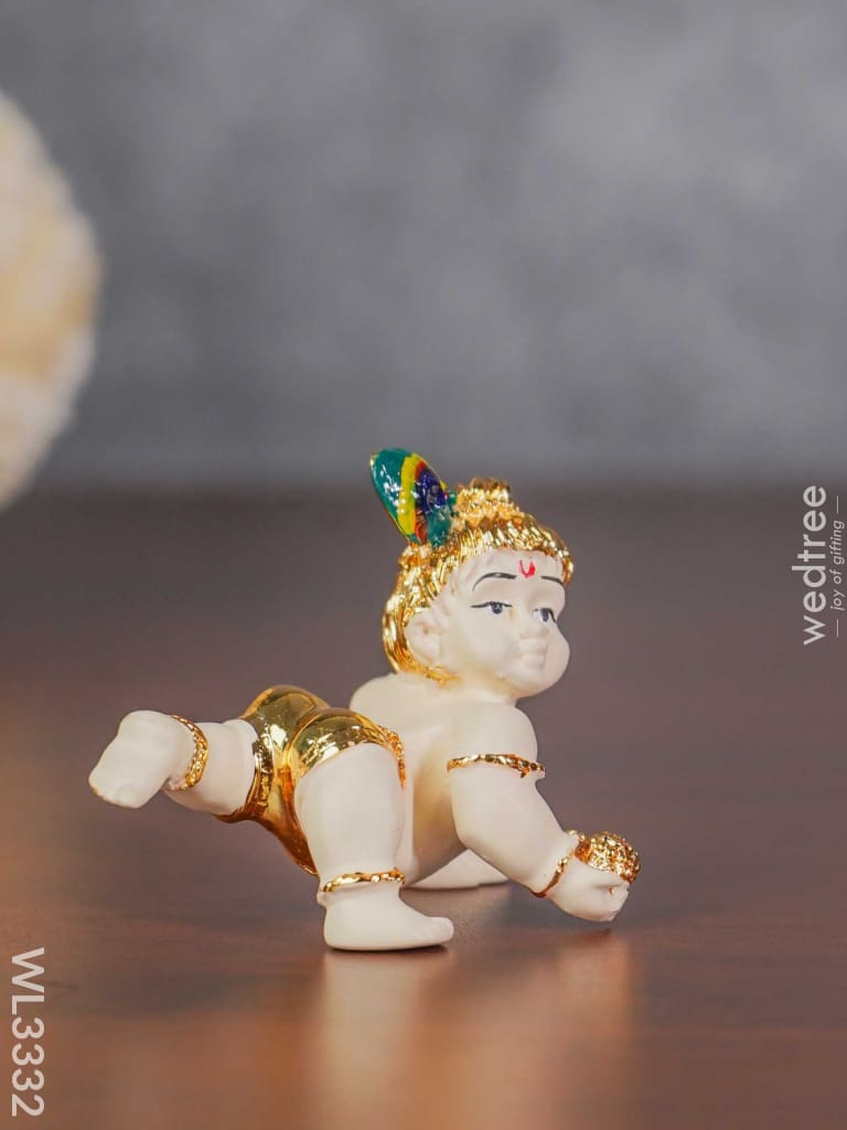 Resin Gold Plated Laddu Gopal - Wl3332 Dolls