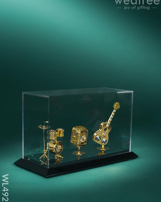 Gold Plated Musical Instruments with Acrylic Cabinet - WL4921 Gold Plated