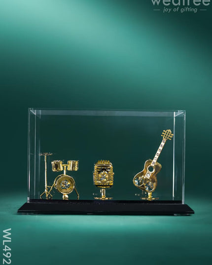 Gold Plated Musical Instruments with Acrylic Cabinet - WL4921 Gold Plated