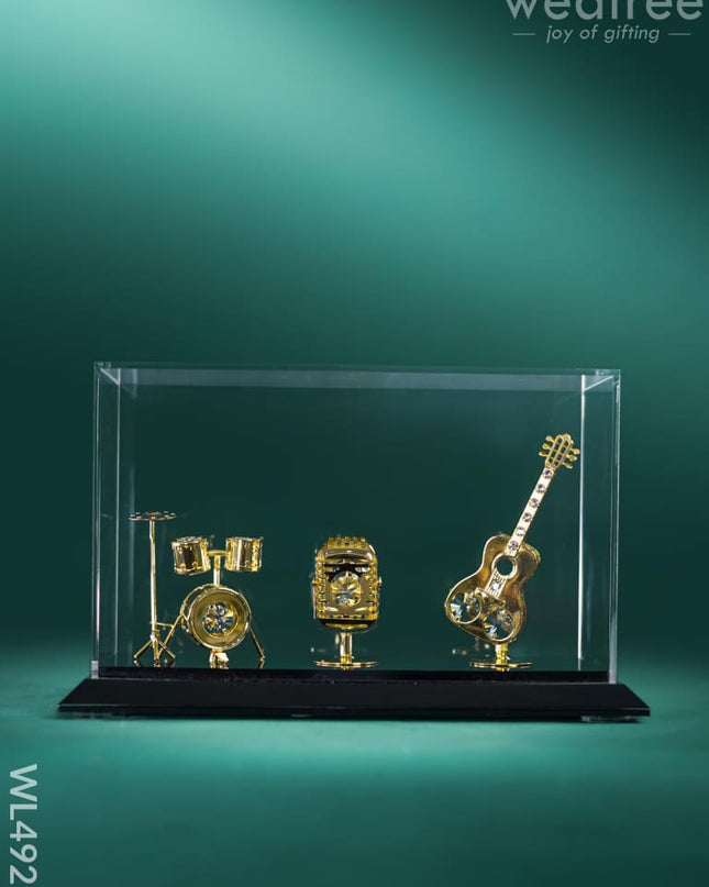 Gold Plated Musical Instruments with Acrylic Cabinet - WL4921 Gold Plated