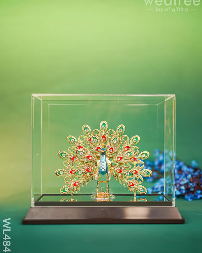 Gold Plated Peacock with Acrylic Cabinet - WL4846 Gold Plated