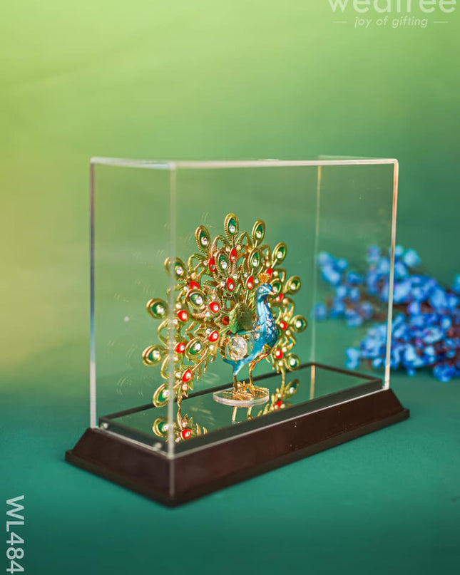 Gold Plated Peacock with Acrylic Cabinet - WL4846 Gold Plated