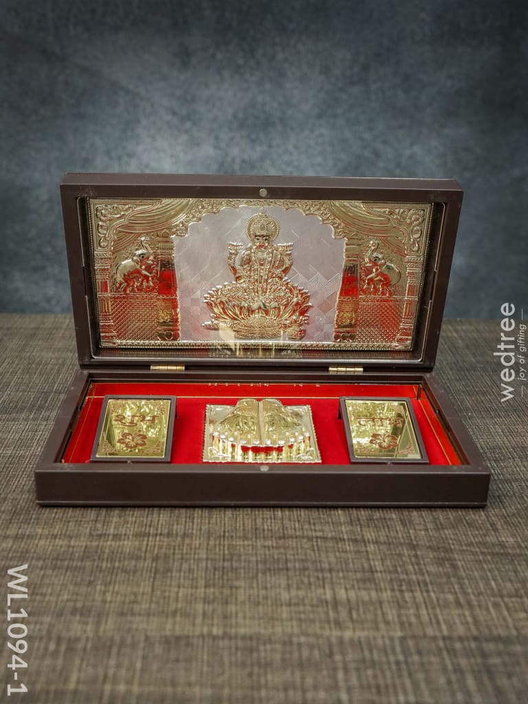 Gold Plated Prayer Box Large - Wl1094 Lakshmi Paduka