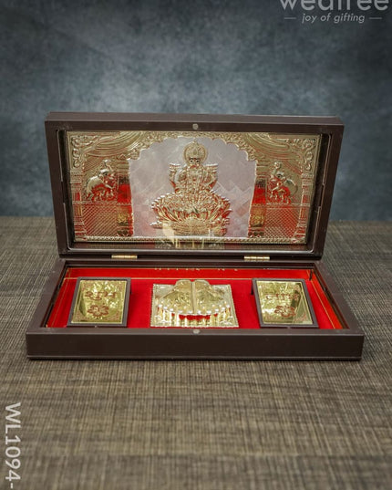 Gold Plated Prayer Box Large - Wl1094 Lakshmi Paduka