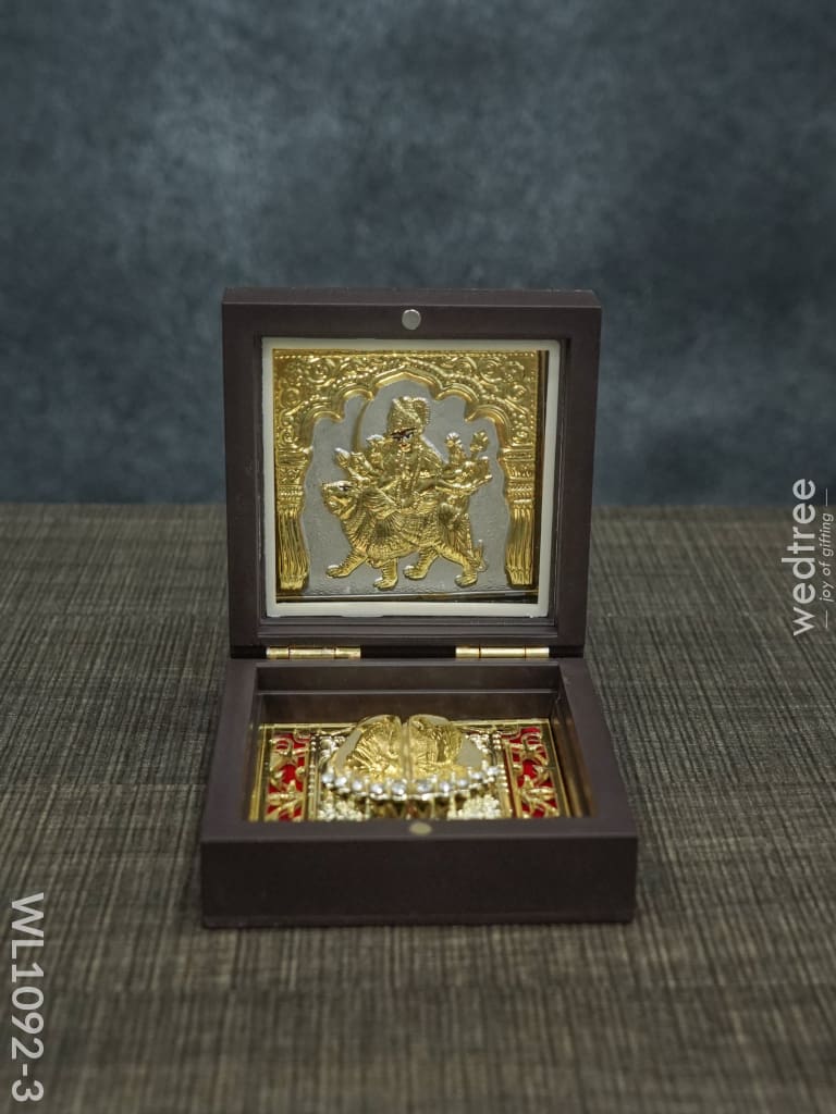 Gold Plated Prayer Box Mini - Wl1092 Durga Paduka