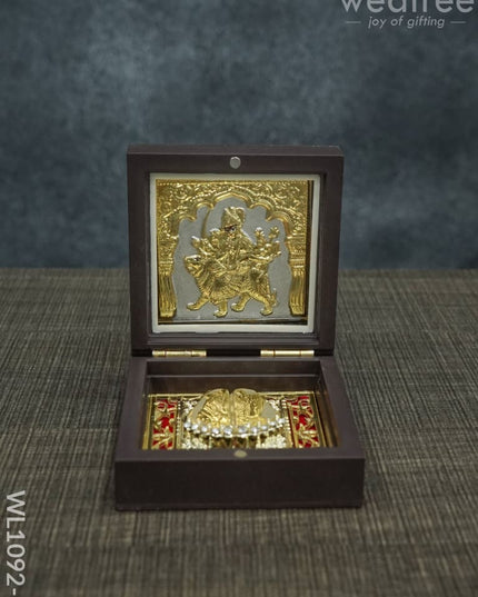 Gold Plated Prayer Box Mini - Wl1092 Durga Paduka