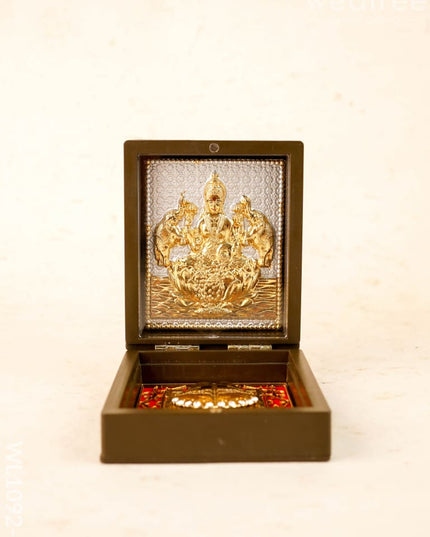 Gold Plated Prayer Box Mini - WL1092 - Gajalakshmi - Paduka Prayer Box