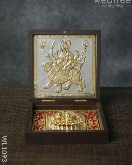 Gold Plated Prayer Box Small - Wl1093 Durga Paduka