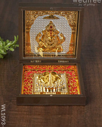 Gold Plated Prayer Box Small - Wl1093 Ganesha Paduka