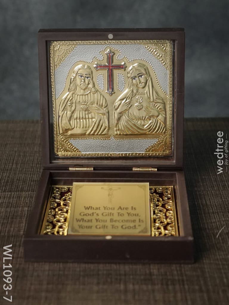 Gold Plated Prayer Box Small - Wl1093 Jesus And Mary Catholic Paduka