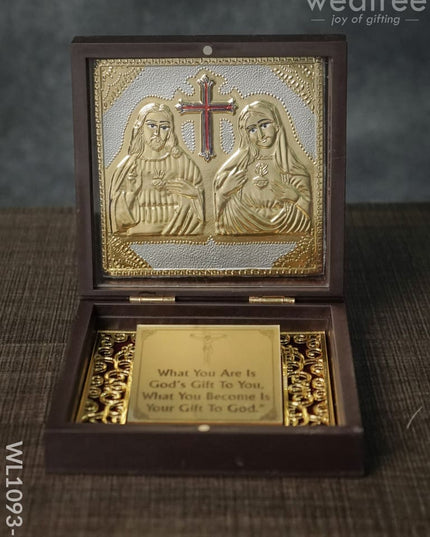 Gold Plated Prayer Box Small - Wl1093 Jesus And Mary Catholic Paduka