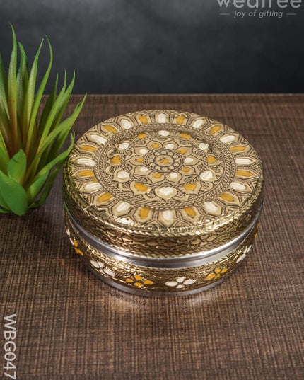 Oxidised Poori Box - 4 Inches Wbg0472 Boxes